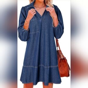 NEW!!! Dark Blue Denim Tunic Top, Sz Large, NWT